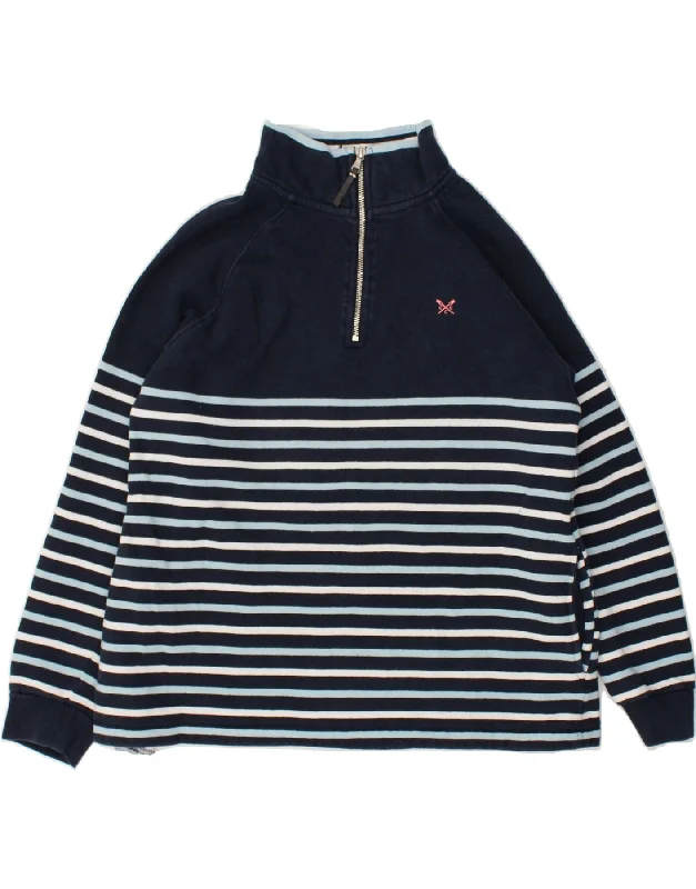 Time-Limited Offer CREW CLOTHING Womens Zip Neck Sweatshirt Jumper UK 14 Large Navy Blue