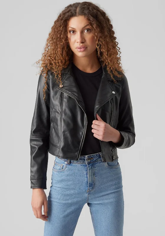 Exclusive Savings Vero Moda Bella Annabel Coated Biker Jacket, Black
