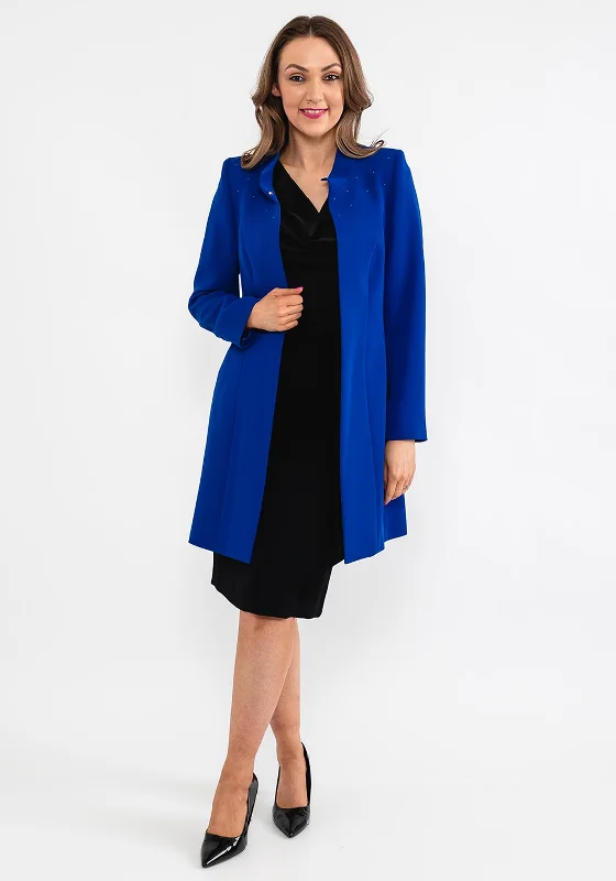 Weekend Deal Christina Felix Swarovski Shoulder Mid Length Coat, Royal Blue