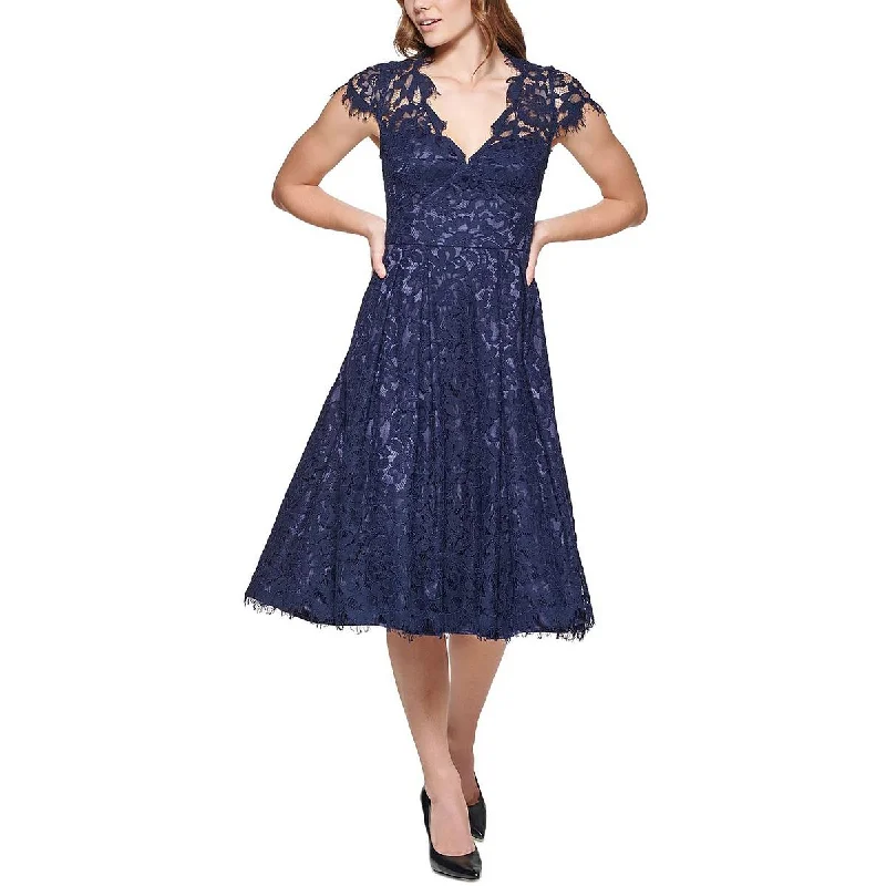 Final Markdown Womens Midi Lace Fit & Flare Dress
