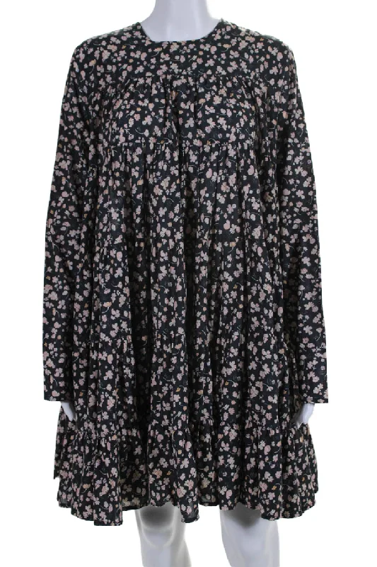 Lowest Prices Merlette Womens Cotton Ruffle Layered Floral Button Closure Dress Black