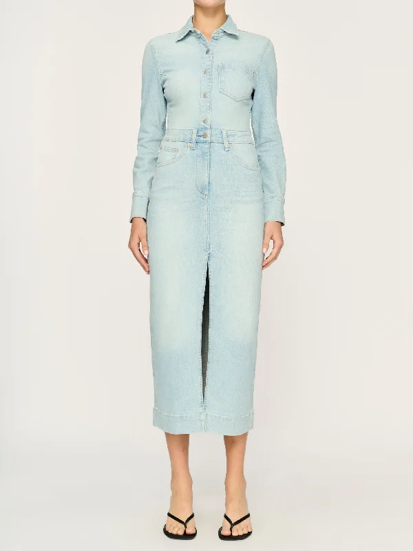 Buy Now Freja Denim Dress Midi | Lt. Monterey