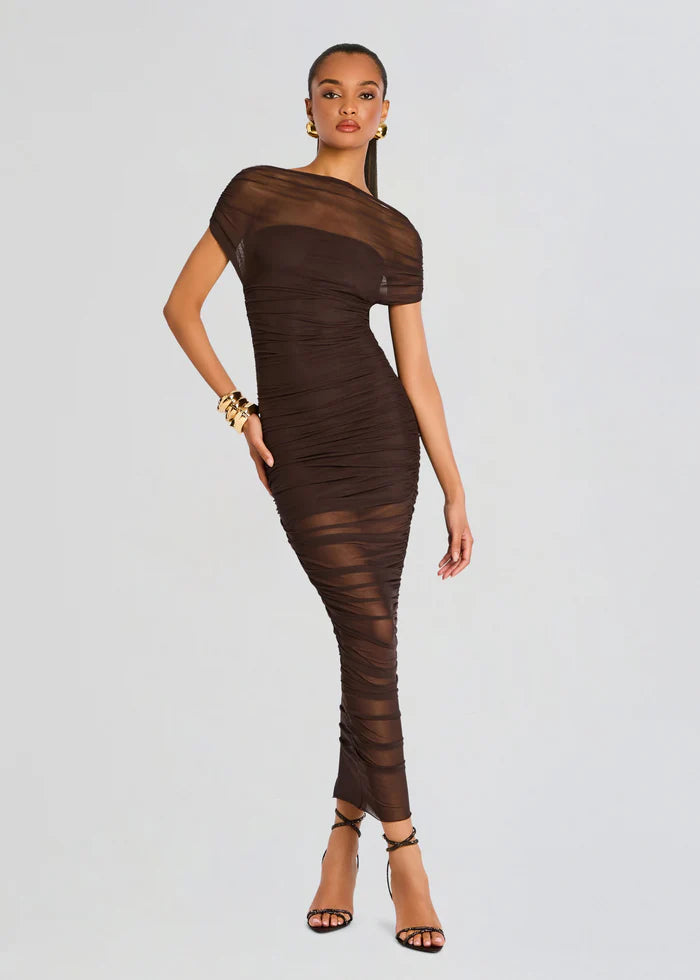 Best Deals SER.O.YA - Noel Mesh Midi Dress - Brown