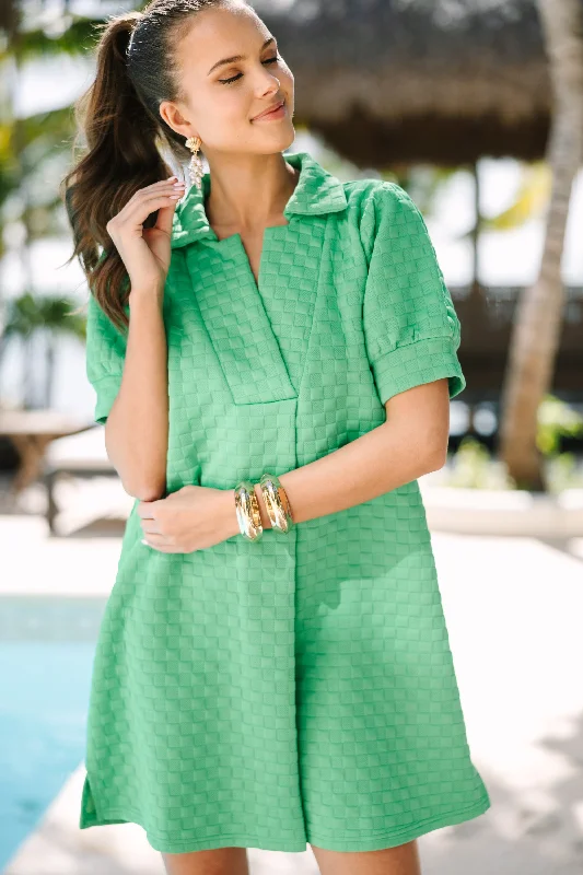 Anniversary Sale Nice To See You Kelly Green Textured Dress