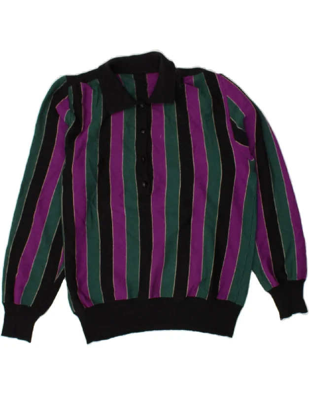 Lowest Price VINTAGE Womens Polo Neck Jumper Sweater UK 16 Large Multicoloured Striped