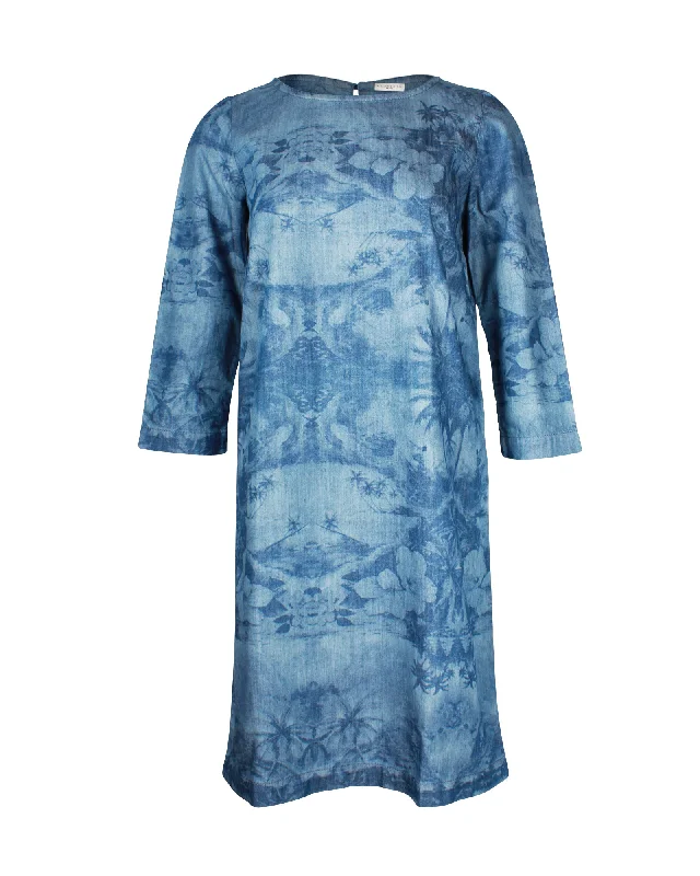 Price Drop Alert Stella McCartney Landscape Print Mini Dress in Blue Cotton