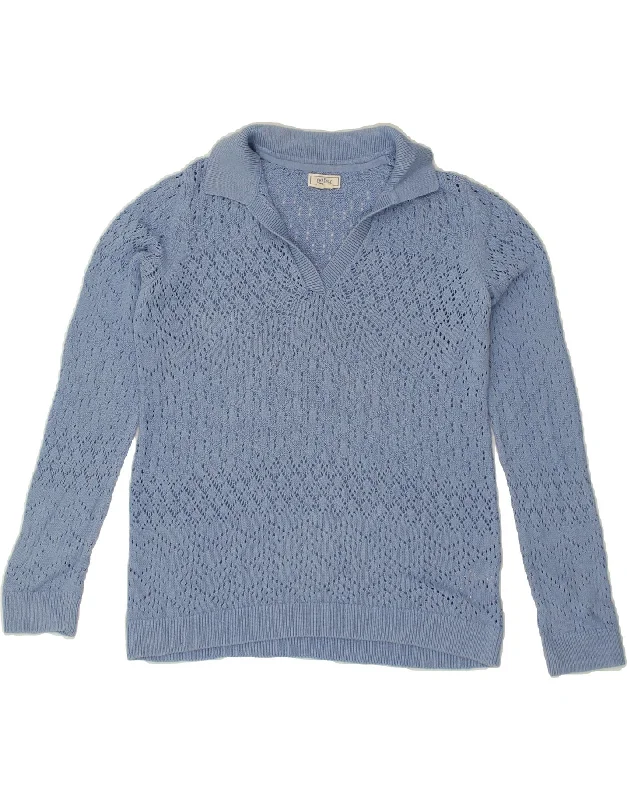 Now or Never FAT FACE Womens Polo Neck Jumper Sweater UK 12 Medium Blue Cotton