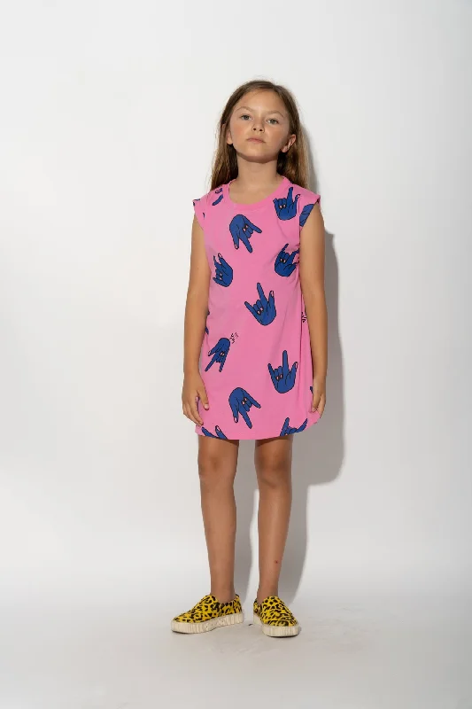 Quick Sale PINK HANDS PRINT T-SHIRT DRESS