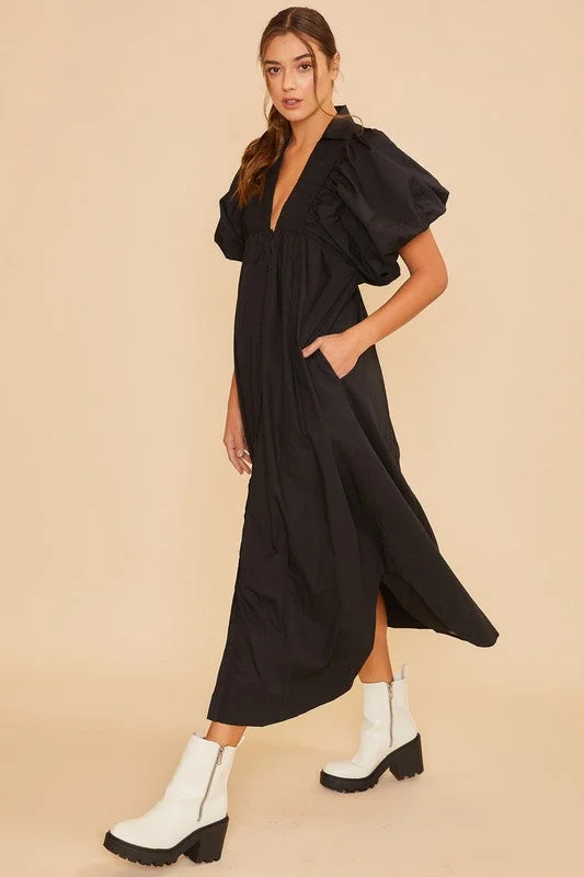 Massive Deals Annie Wear Smocked Puff Sleeve Midi Dress