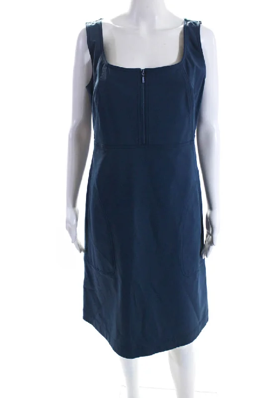 Exclusive Deal Lafayette 148 New York Womens Half Zip Scoop Neck Sheath Dress Blue