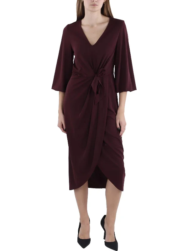 While Supplies Last Womens Wrap Party Midi Dress