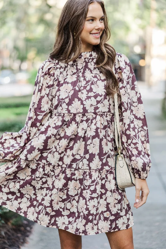 Take Advantage Be Your Best Brown Floral Babydoll Dress