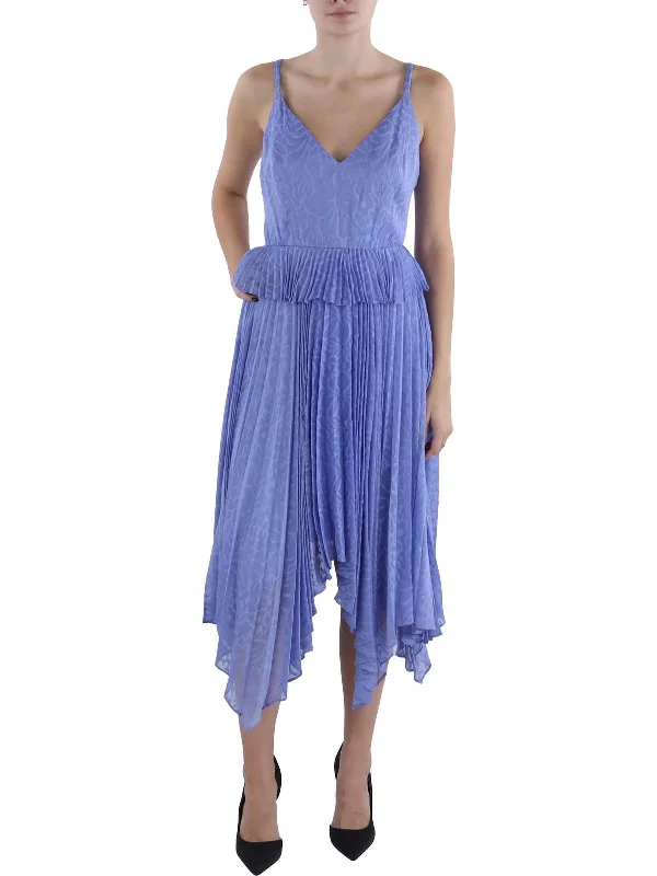 Instant Savings Womens Pleated Sleeveless Midi Dress