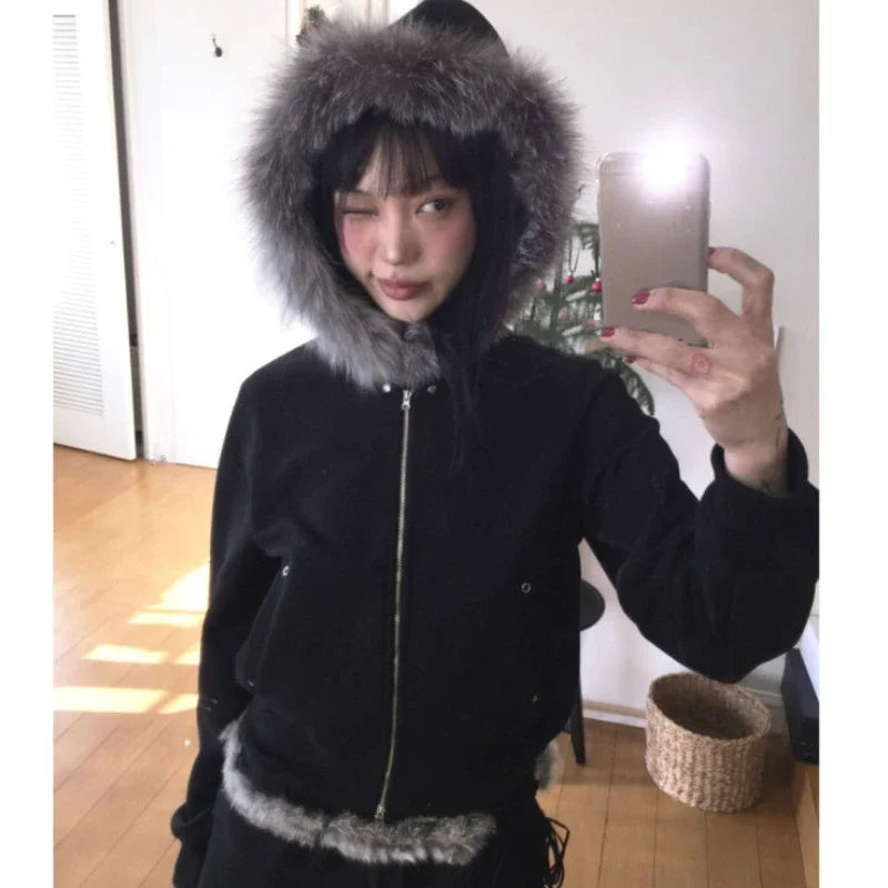 Fantastic Offers Lunivop New Fur FPatchwork Fashion Sweatshirts American Vintage Punk Women Coats Popular Zipper Casual Hoodies Y2k Aesthetic Clothes