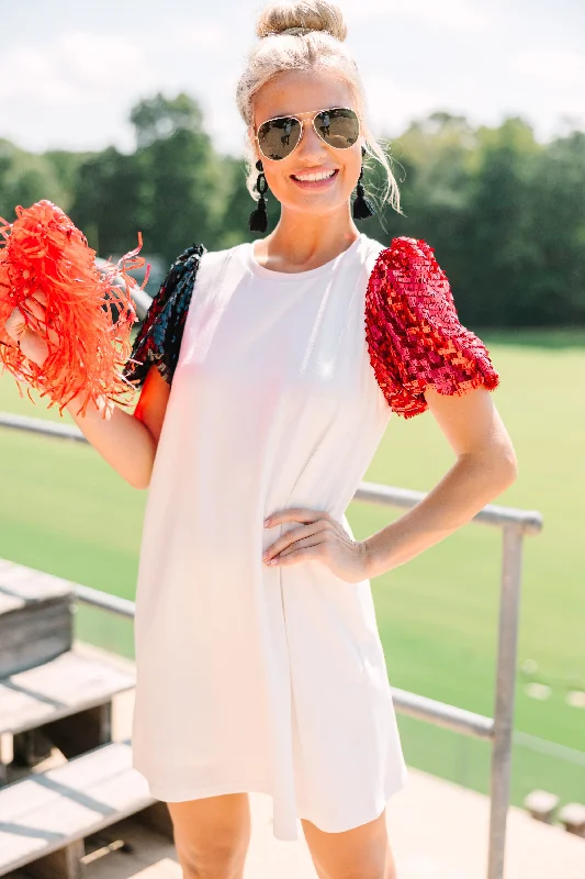 Huge Savings Walk On Red Sequin Puff Sleeve Dress