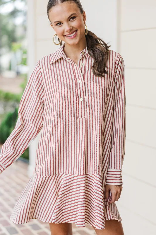 Mega Sale This Is The Day Burgundy Red Striped Dress