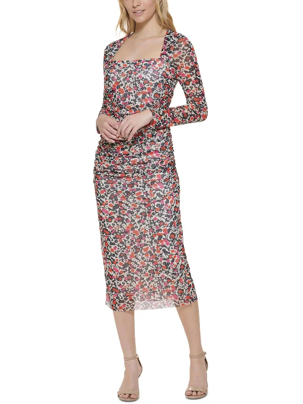 Limited Stock Womens Square Neck Midi Sheath Dress