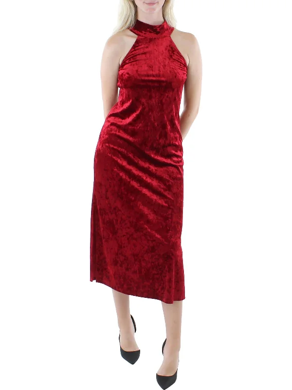 Great Deals Womens Velvet Halter Halter Dress