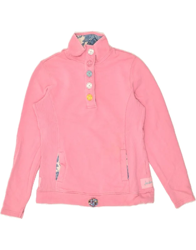 Price Reduction JOULES Womens Button Neck Sweatshirt Jumper UK 8 Small Pink Cotton