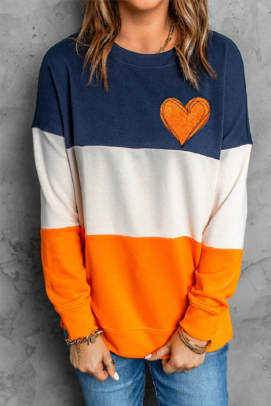 Epic Deals Woman's Striped Color Block Contrast Stitching Sweatshirt