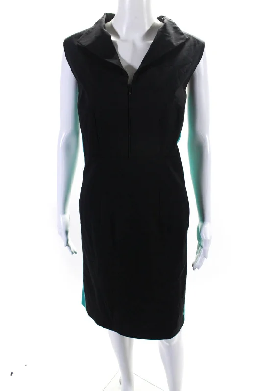 Price Fest Lafayette 148 New York Womens Collared Sleeveless Color Block Midi Dress