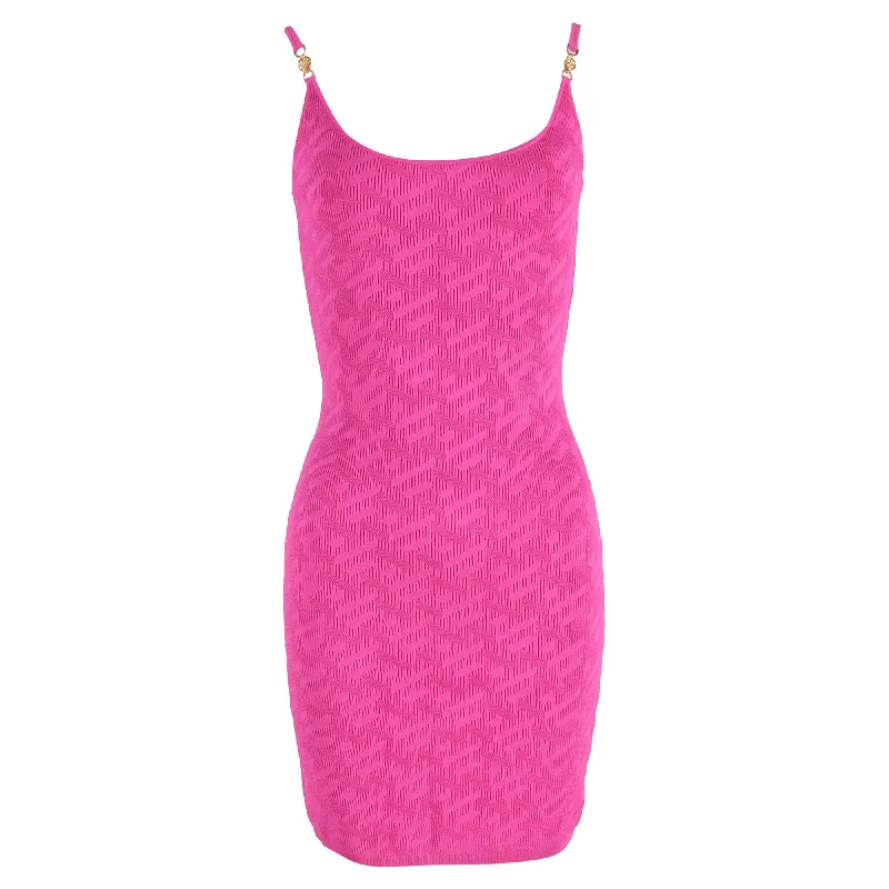 Grand Opening Sale Versace Mini La Greca Medusa Knitted Dress in Pink Viscose
