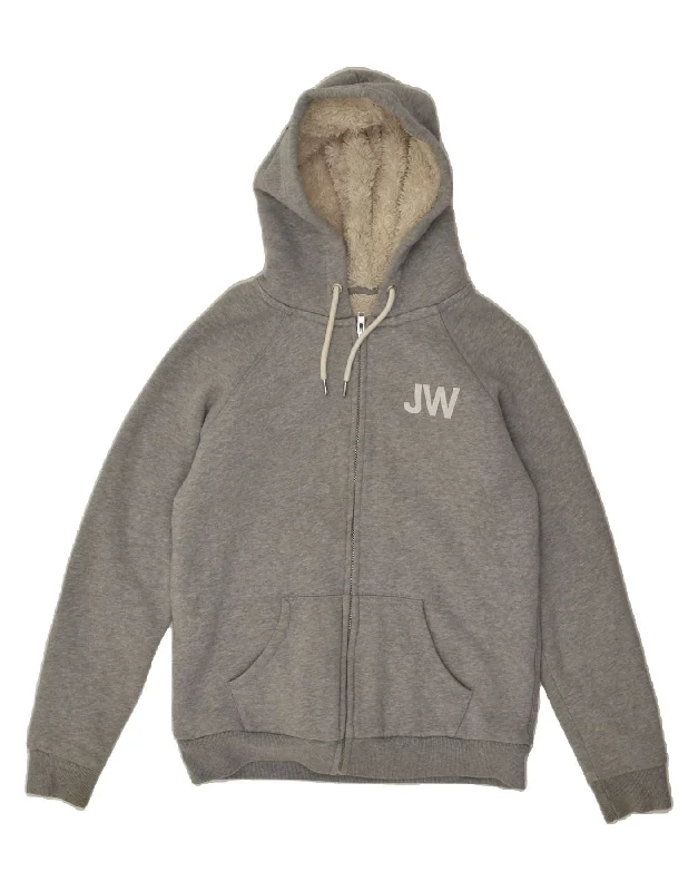 Inventory Reduction JACK WILLS Womens Zip Hoodie Sweater UK 12 Medium Grey Cotton