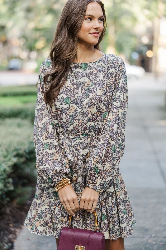 Huge Discounts Get Closer Plum Purple Printed Dress