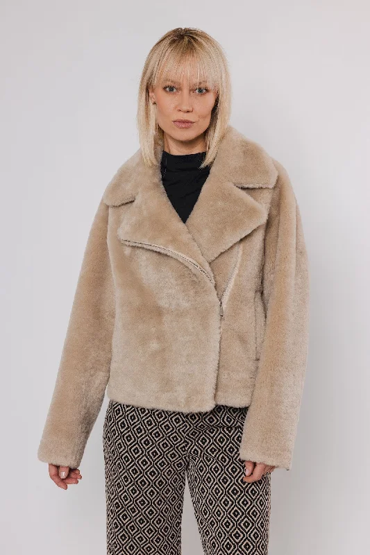 Hurry In Bailo Birch Faux Fur Biker