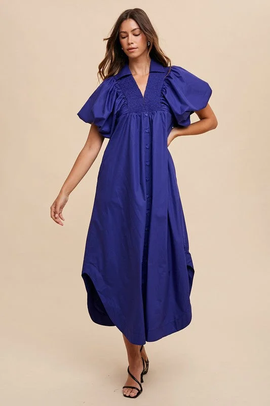 Exclusive Savings Annie Wear Smocked Puff Sleeve Midi Dress