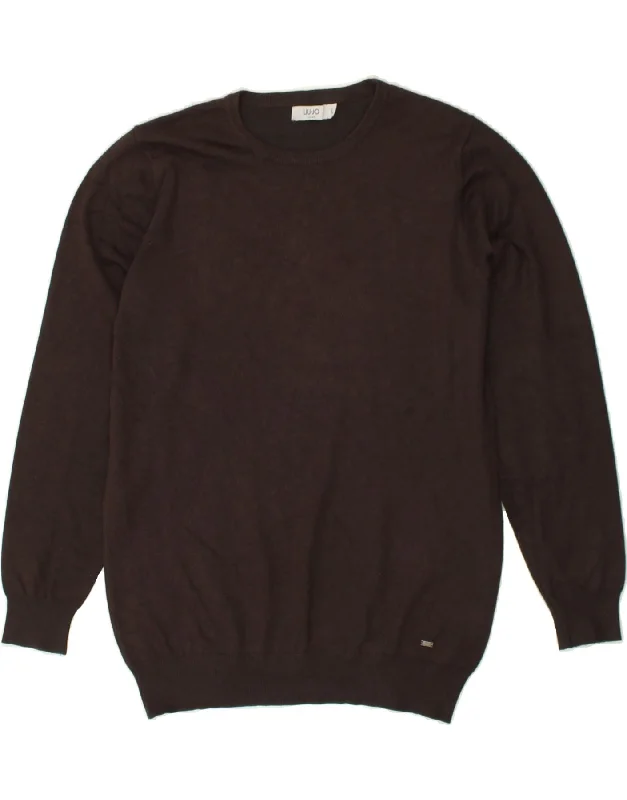 Sale Event LIU JO Womens Crew Neck Jumper Sweater UK 16 Large Brown Cotton