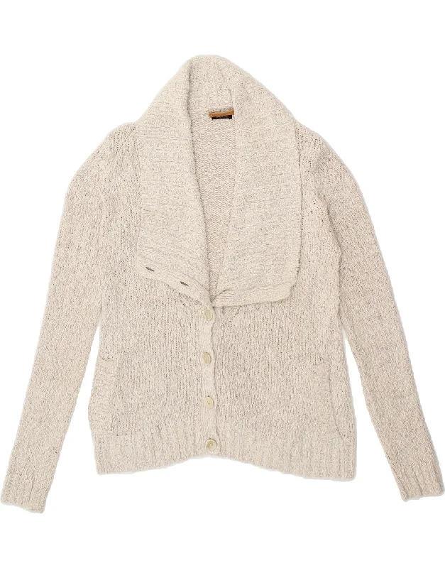 Deal Mania MASSIMO DUTTI Womens Cardigan Sweater UK 10 Small Beige Cotton