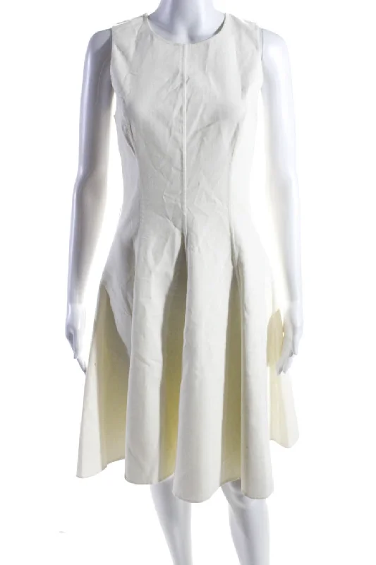 Bonus Savings Michael Kors Collection Womens Sleeveless A Line Dress White Cotton