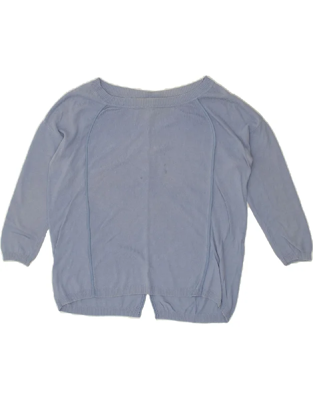 Value Deals MAX & CO. Womens 3/4 Sleeve Boat Neck Jumper Sweater UK 16 Large Blue