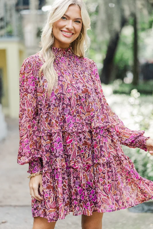 Super Bargain Fate: Show You Off Burgundy Red Floral Dress