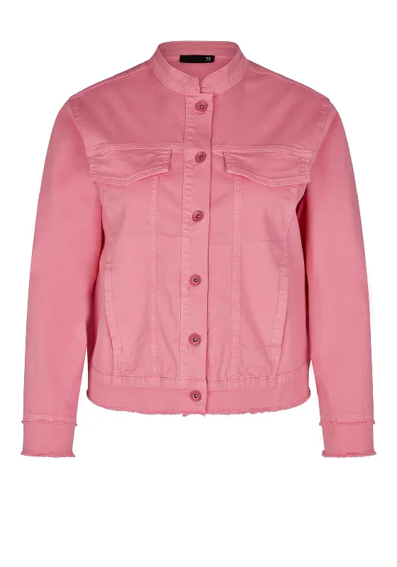 Stock Clearance Rabe Frayed Trim Cotton Jacket, Pink
