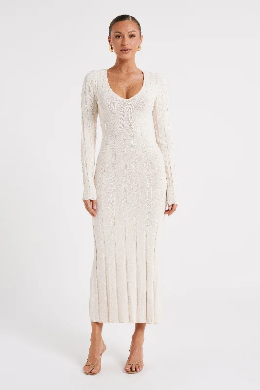 Limited Time Ciara Ribbed Maxi Dress - Ivory