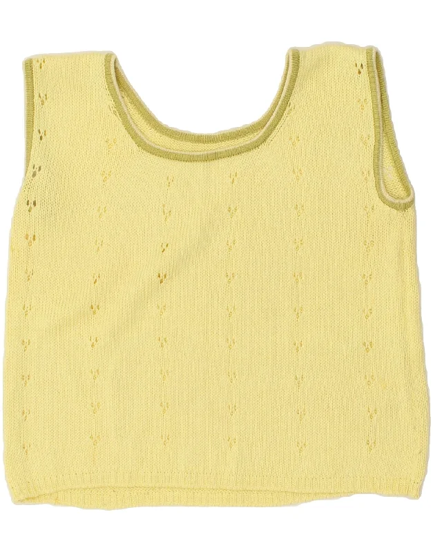 While Supplies Last VINTAGE Womens Vest Tank Top UK 16 Large Yellow