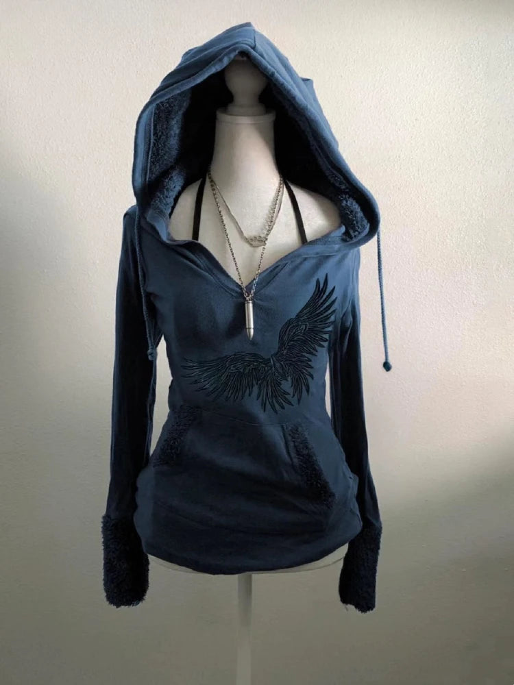 Amazing Deals Lunivop Korean Hooded Pullovers Women Vintage Print Harajuku Casual Sweatshirts Y2k Aesthetic Streetwear Grunge Hoodies Autumn Moletom