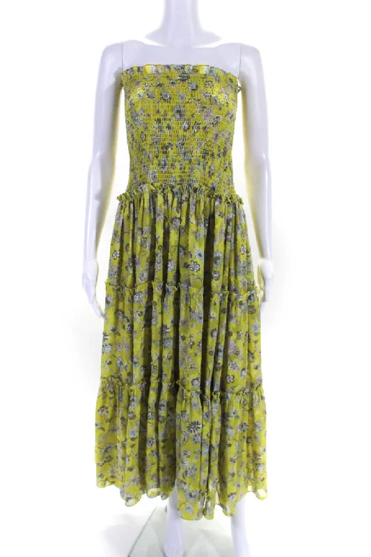 Low Prices Alexis Womerns Floral Print Strapless Smocked Maxi Dress Green