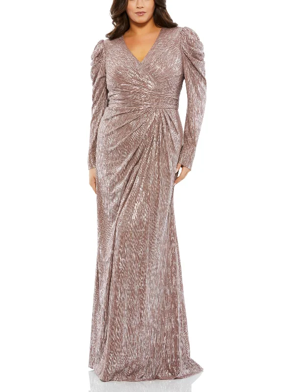 Exclusive Offers Plus Womens Metallic Special Occasion Evening Dress