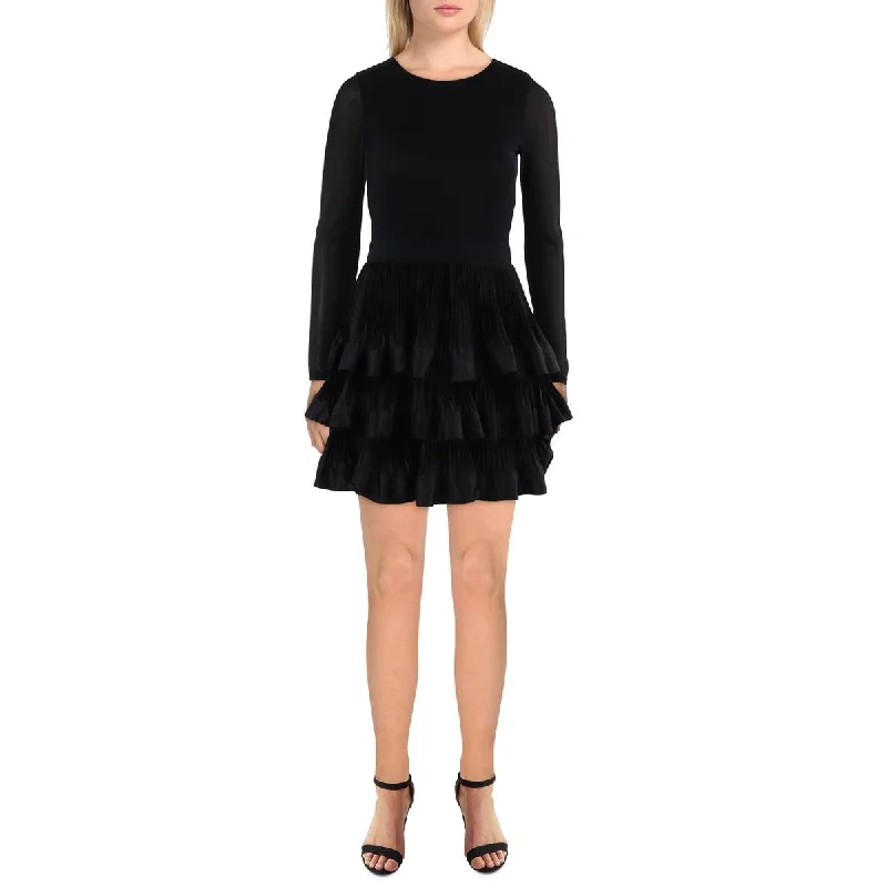 Massive Deals Chara Womens Shutter Pleat Tiered Cocktail And Party Dress