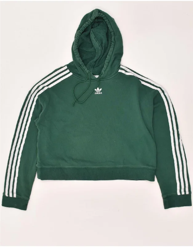 Season Finale Sale ADIDAS Womens Oversized Crop Hoodie Jumper UK 10 Small Green Cotton