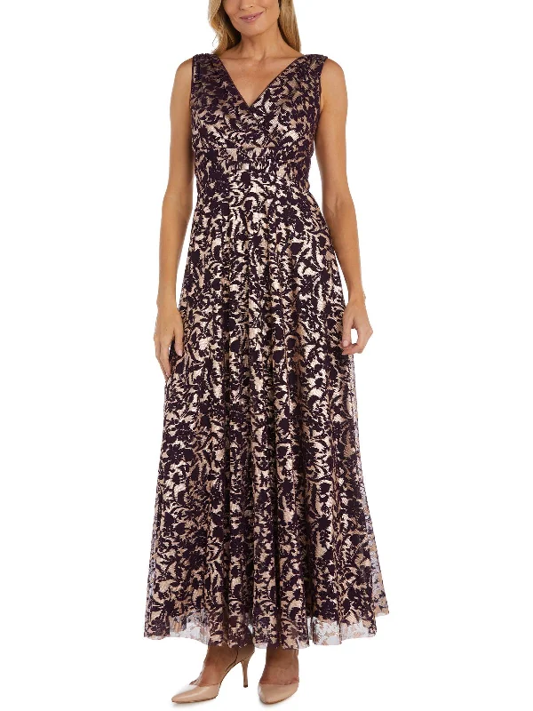 Deal Mania Womens Maxi Pleated Evening Dress