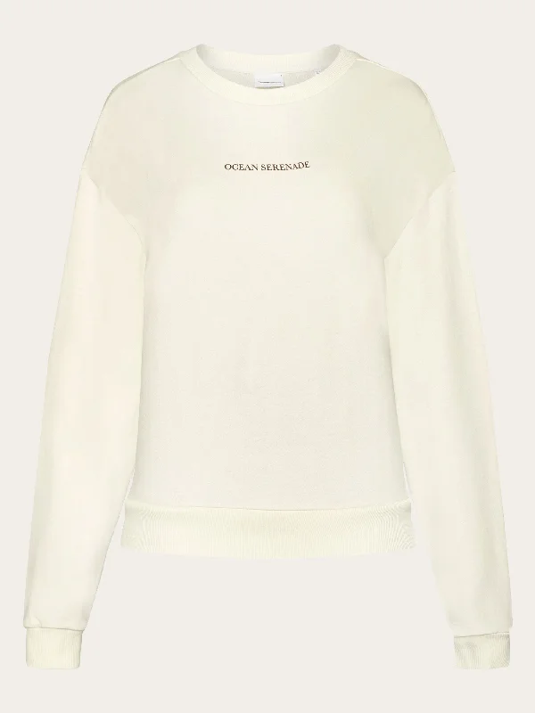 Weekend Deal Loose back printed crew neck sweat - Egret