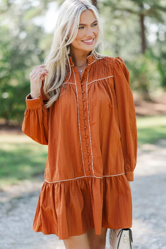 Special Promotion Behind The Scenes Rust Orange Contrast Dress