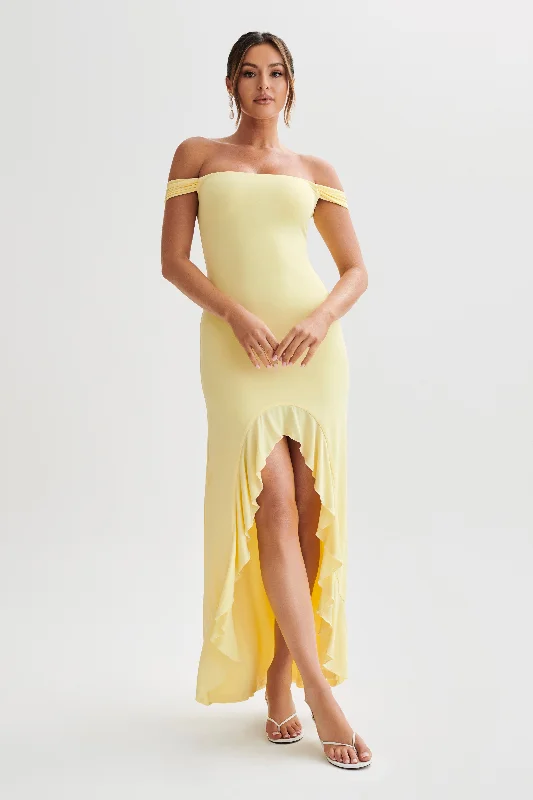 Members Only Eisley Slinky Off Shoulder Maxi Dress - Yellow