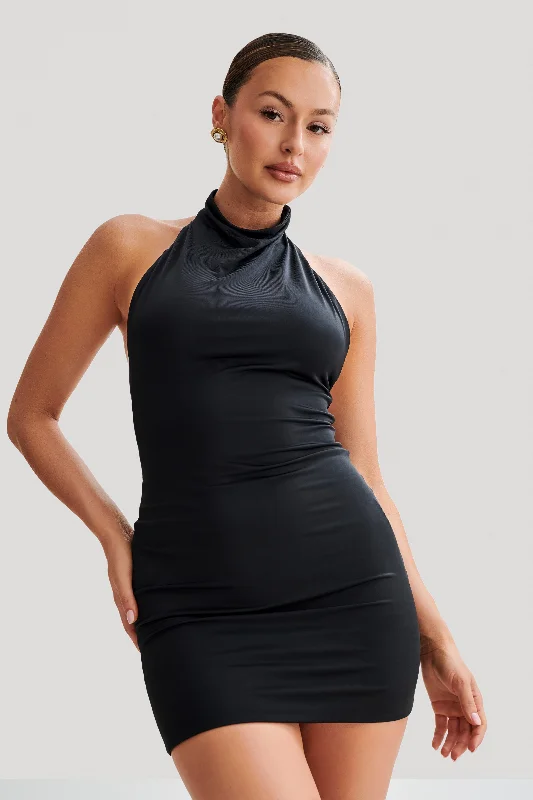 Take Advantage Zaida Slinky Halter Mini Dress - Black