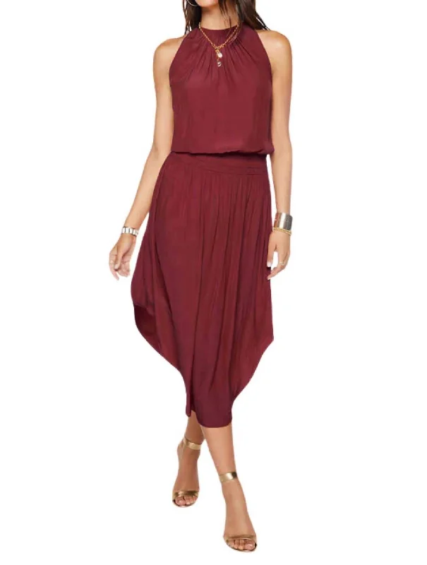 Fantastic Offers Audrey Smocked Midi Dress In Bordeaux