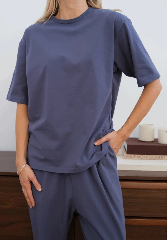 Fantastic Offers Miann & Co Womens - Lexi Oversized Boxy Jersey T-Shirt - Midnight